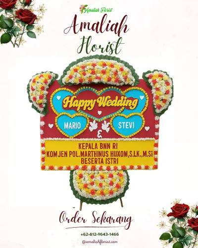 Karangan Papan Bunga Pernikahan di Kadubelang
